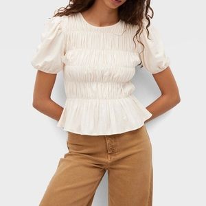 Mango shirted puff sleeve top